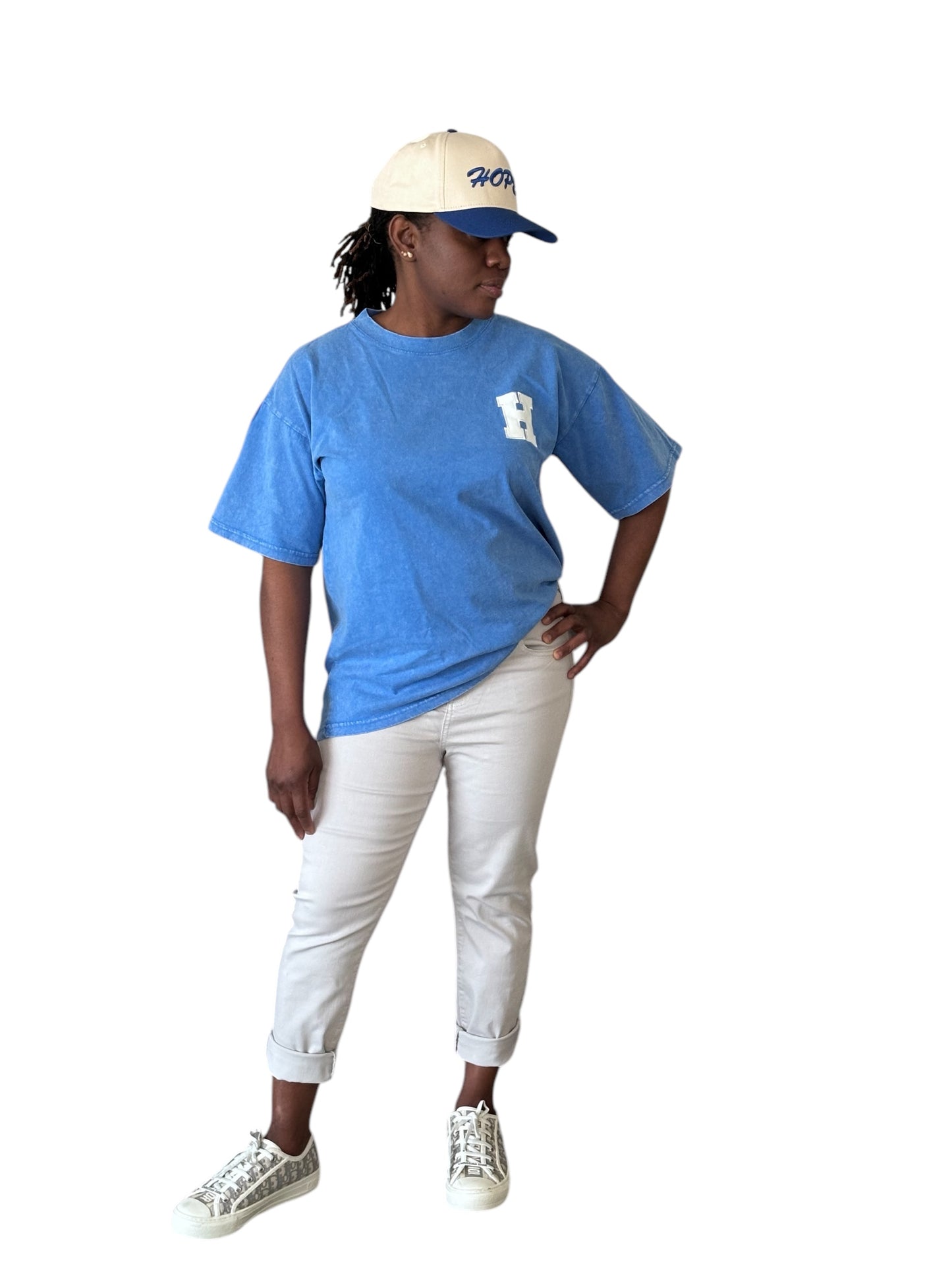 HOPE '25 Oversized Embroidery Tee – Acid Wash