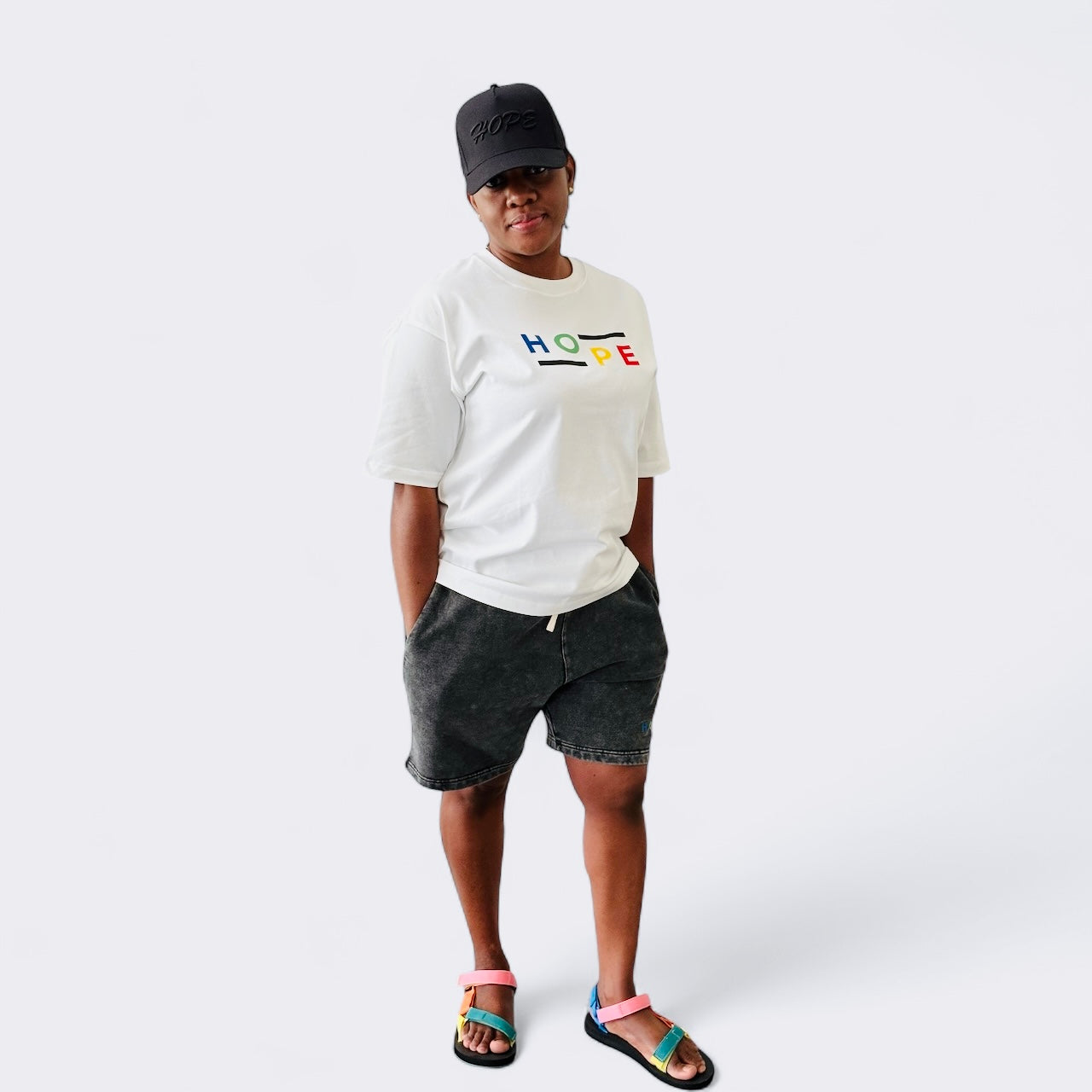 Unisex HOPE Tee & Acid wash Shorts Set