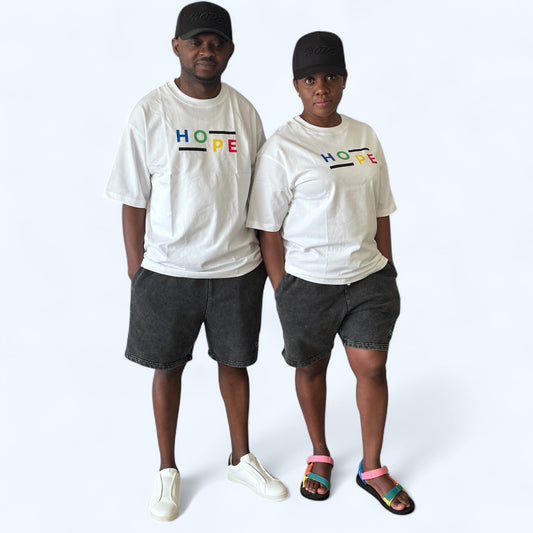 Unisex HOPE Tee & Acid wash Shorts Set