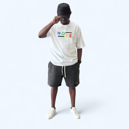 Unisex HOPE Tee & Acid wash Shorts Set