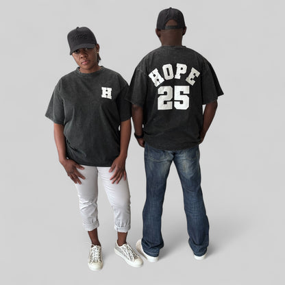 HOPE '25 Oversized Embroidery Tee –  Acid Wash